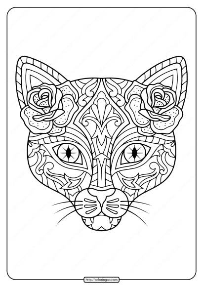 printable day of the dead cat coloring page