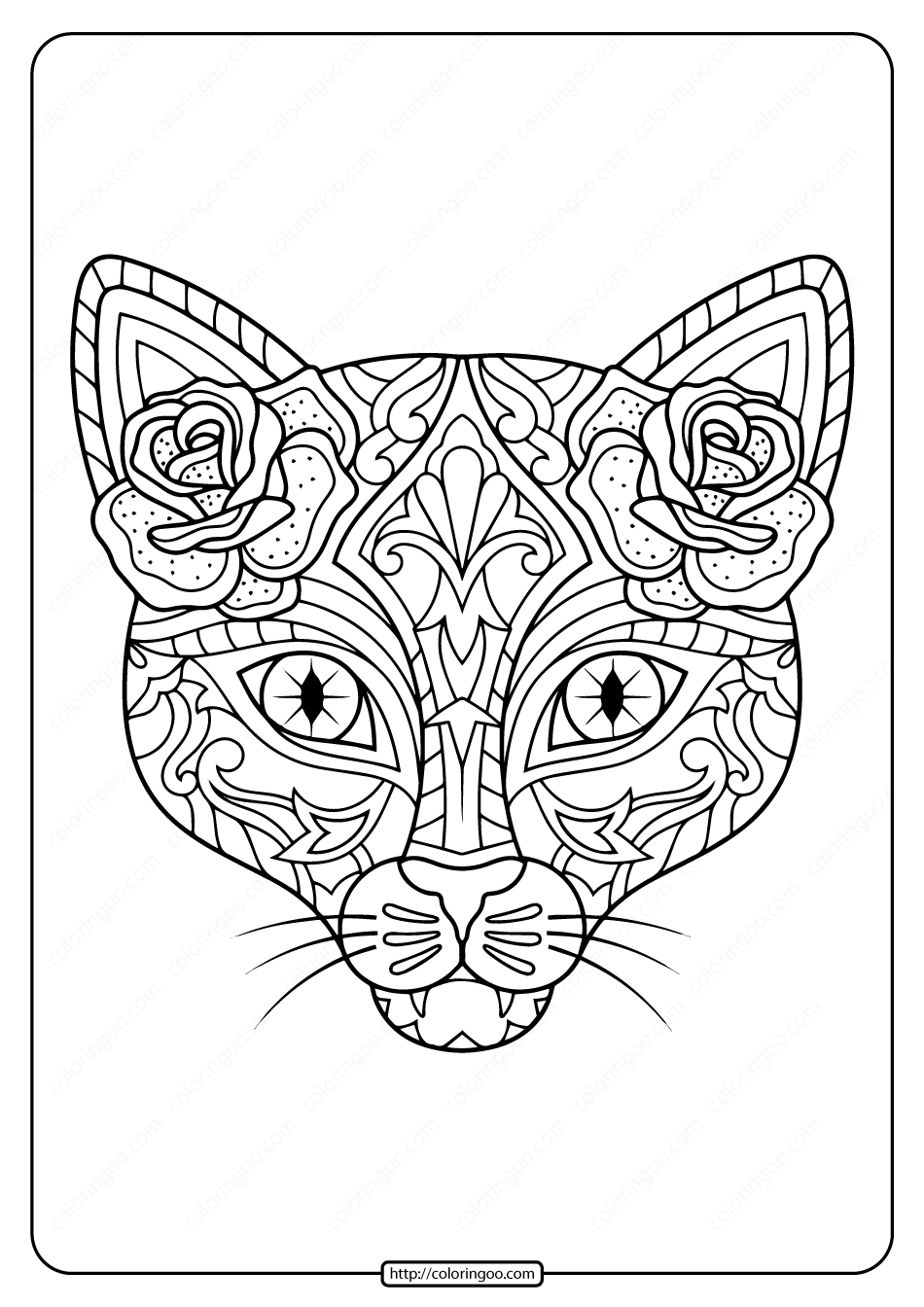 printable day of the dead cat coloring page