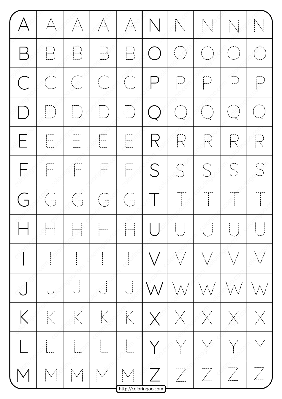 Printable Dotted Alphabet Trace Practice Pdf Worksheet