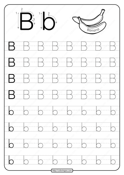 printable dotted letter b tracing pdf worksheet