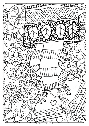 Girl on Ice Skates with Snowflakes Coloring Page