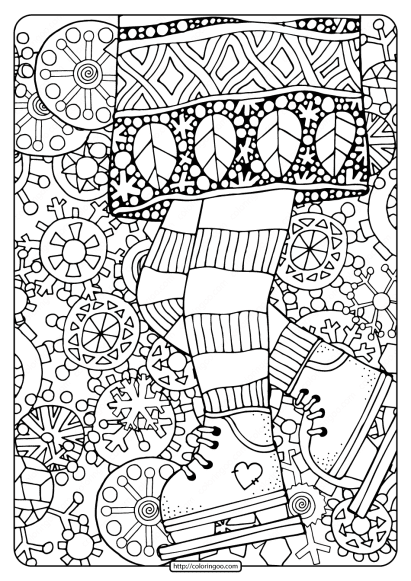 printable girl on ice skates with snowflakes coloring page