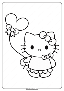 printable hello kitty with balloon coloring page