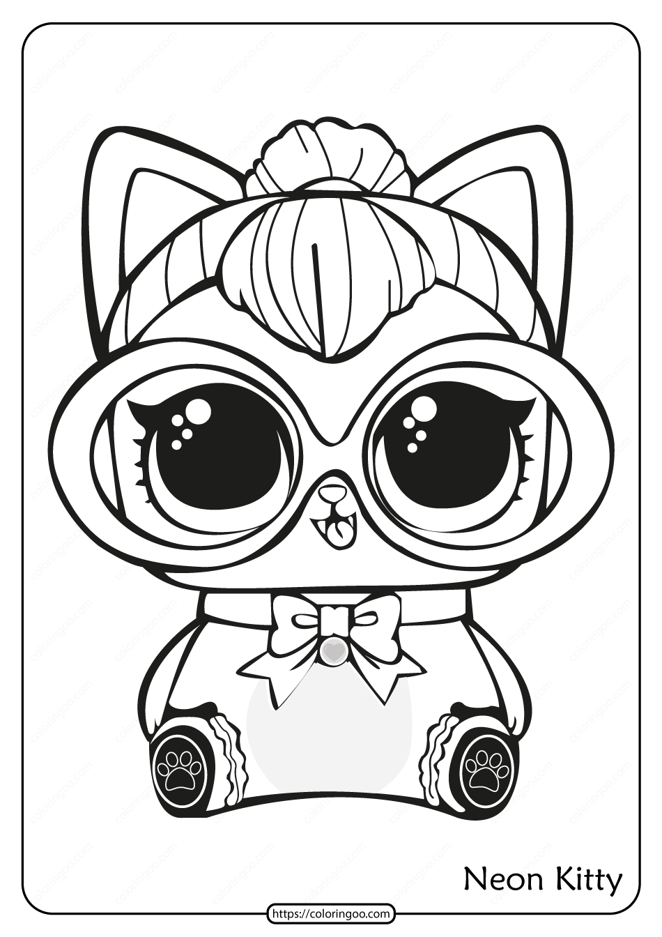 Printable LOL Doll Surprise Neon Kitty Coloring Page - Free Printable