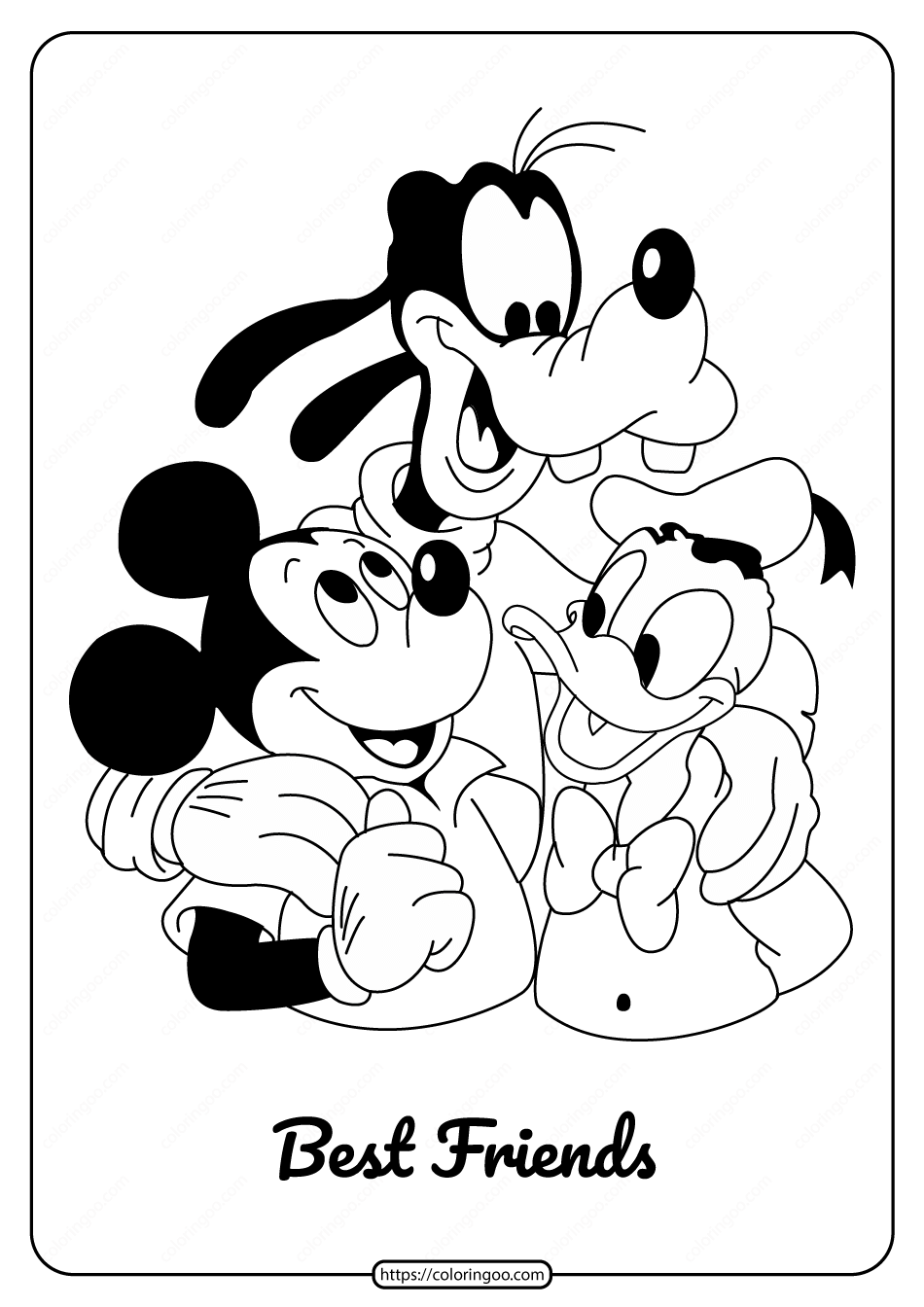 Printable Mickey Mouse Best Friends Coloring Page