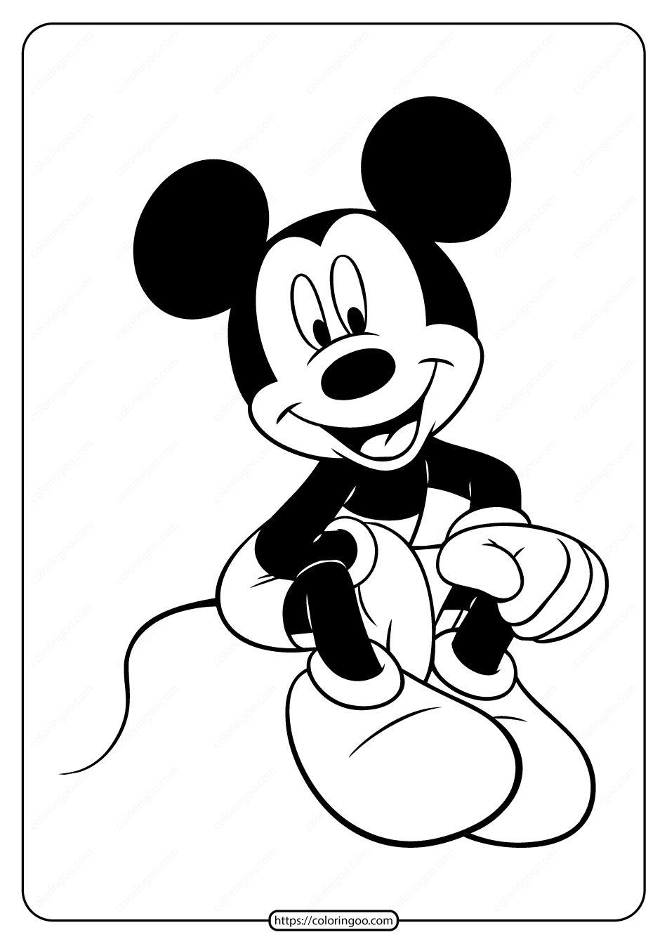 Printable Mickey Mouse Cheerful Pdf Coloring Page