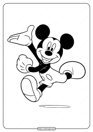 Printable Mickey Mouse Running Coloring Page