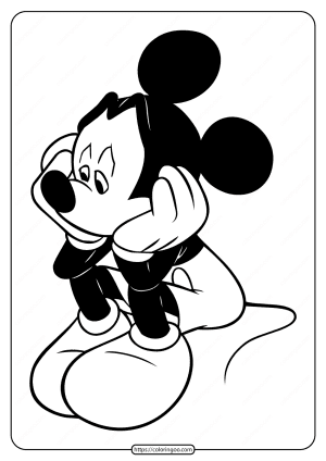 printable mickey mouse sad pdf coloring page
