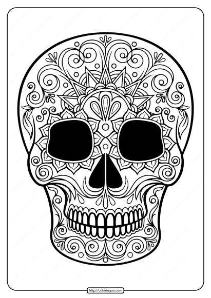 printable sugar skull pdf coloring pages 05