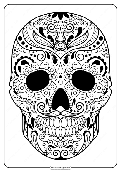 printable sugar skull pdf coloring pages 07