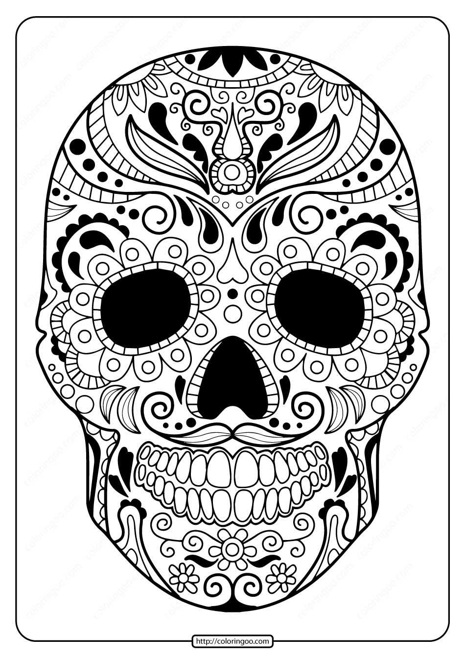 Printable Sugar Skull Pdf Coloring Pages 07