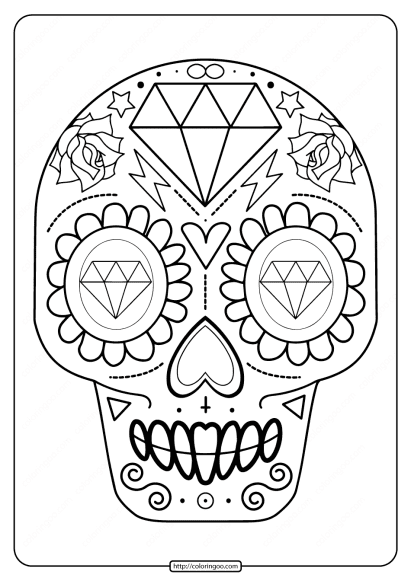 printable sugar skull pdf coloring pages 08