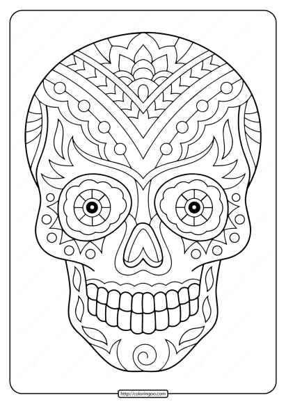 printable sugar skull pdf coloring pages 09