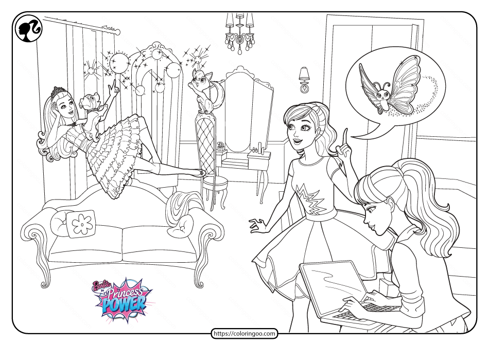 Barbie in Princess Power Coloring Pages for Girls