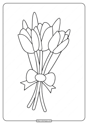 Free Printable a Bunch of Tulips Coloring Page
