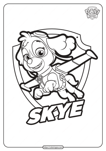 free printable paw patrol skye coloring pages