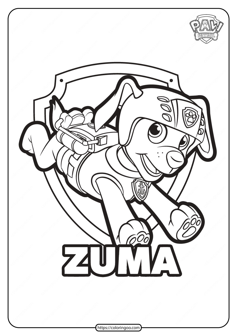 free printable paw patrol zuma coloring pages