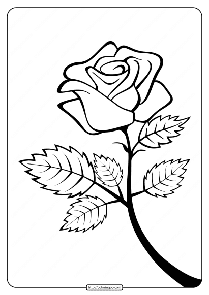 free printable rose branch coloring page