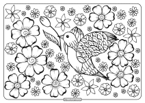 printable a bird in flowers coloring page