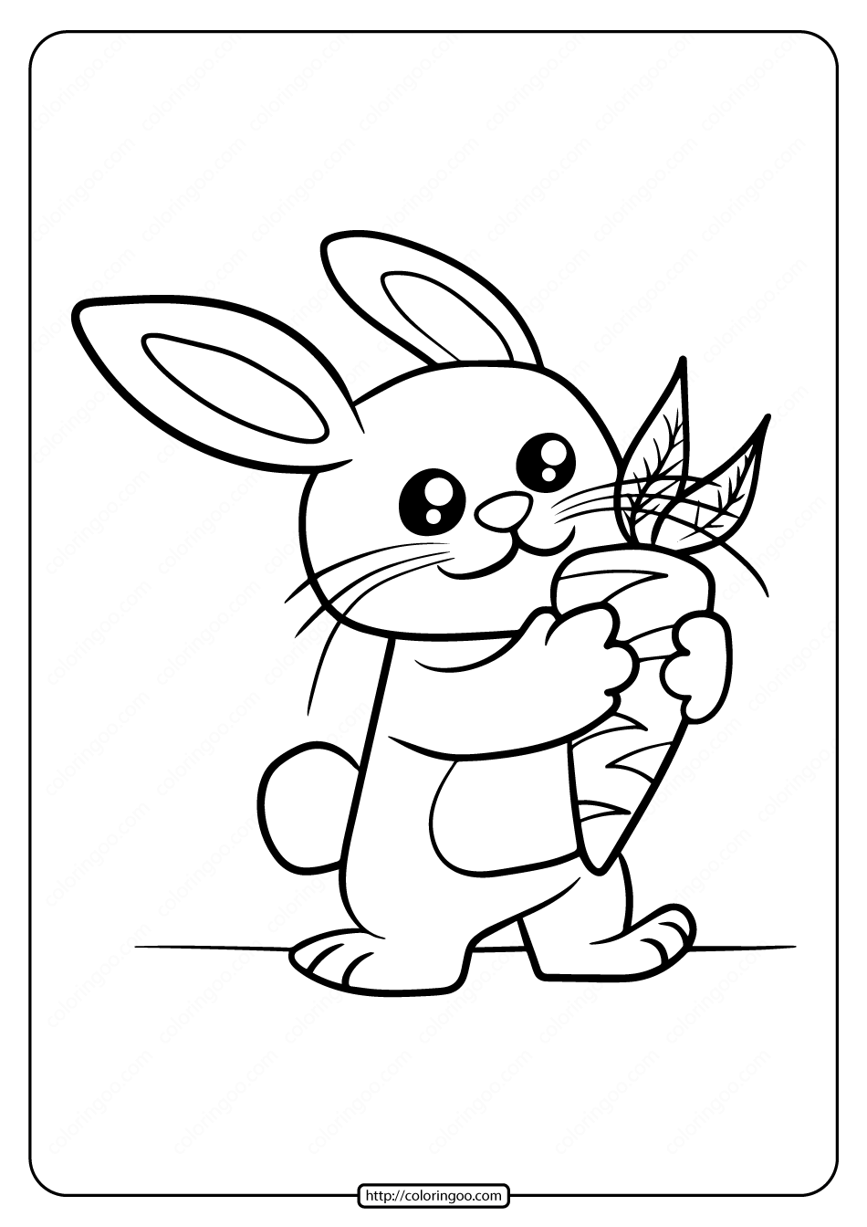 printable baby rabbit coloring page eat carrot
