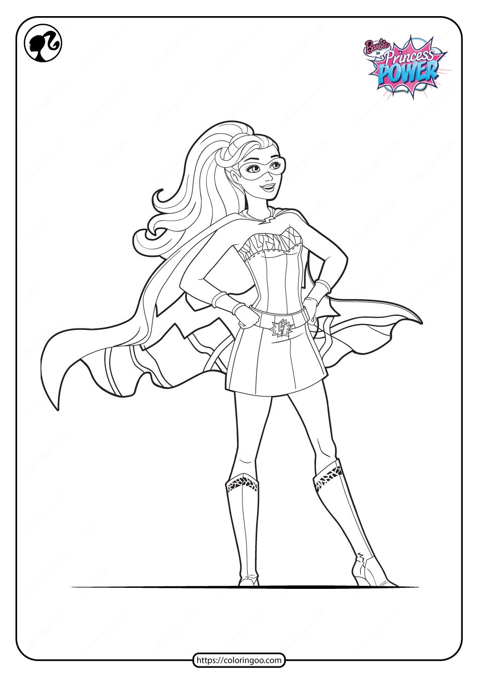 printable barbie in princess power coloring pages