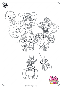 printable barbie video game hero coloring pages