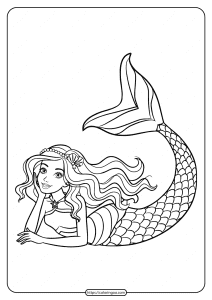 printable cute barbie mermaid coloring page for girls