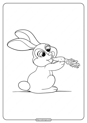 Printable Cute Rabbit Eat Carrot Coloring Page