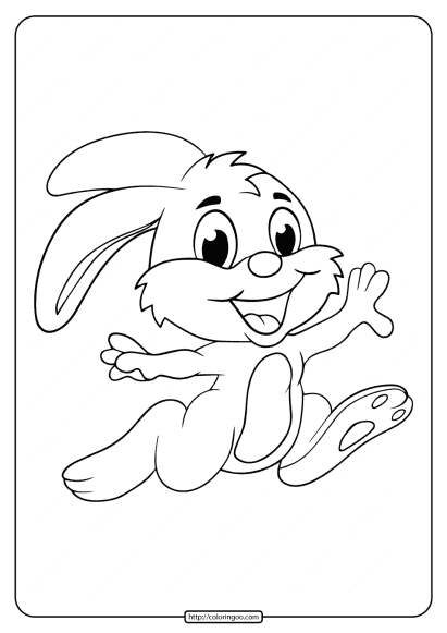 printable cute rabbit jumping coloring page