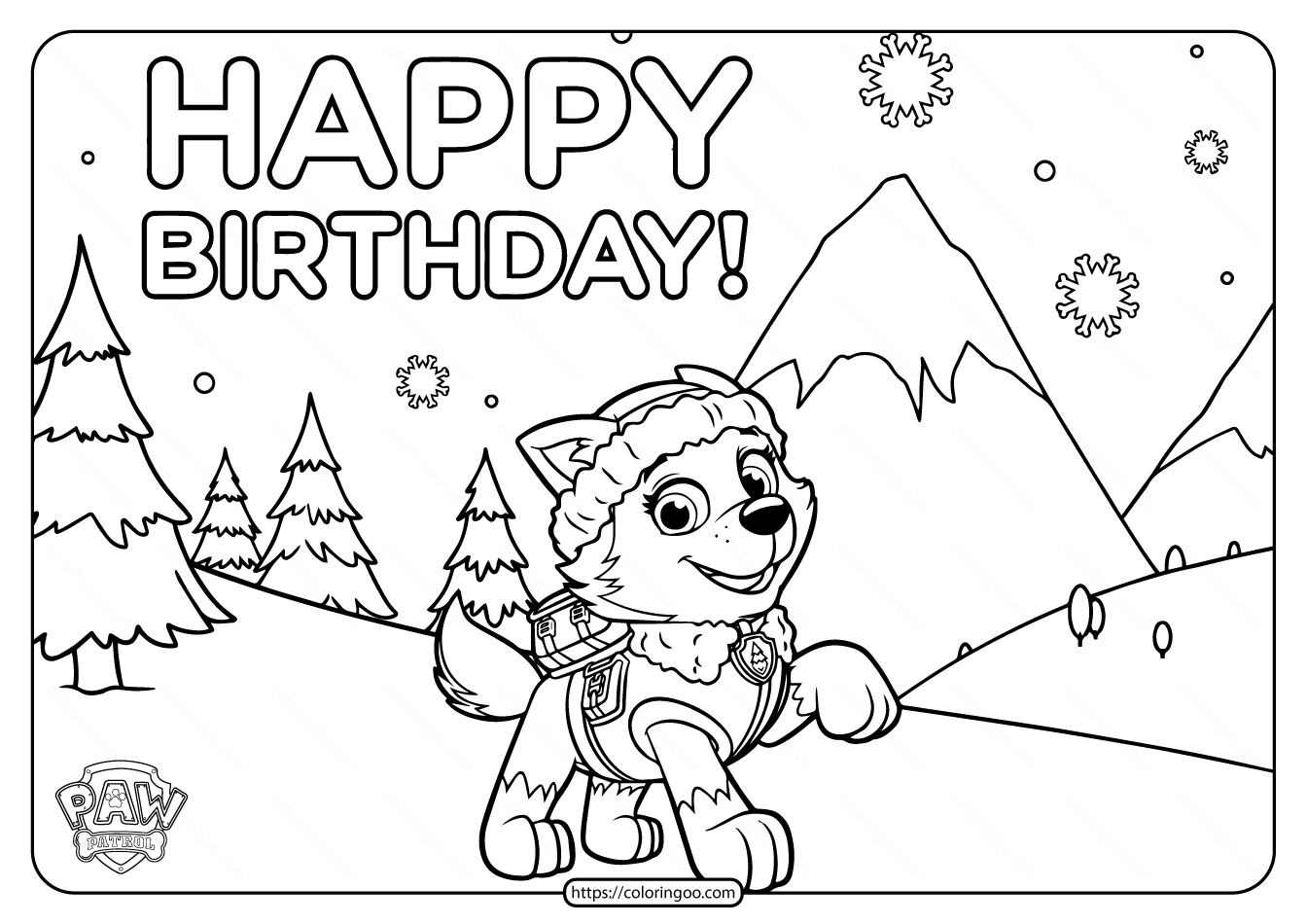 printable paw patrol happy birthday coloring pages