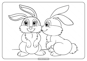 Printable Rabbit Kissing His Lover Coloring Page