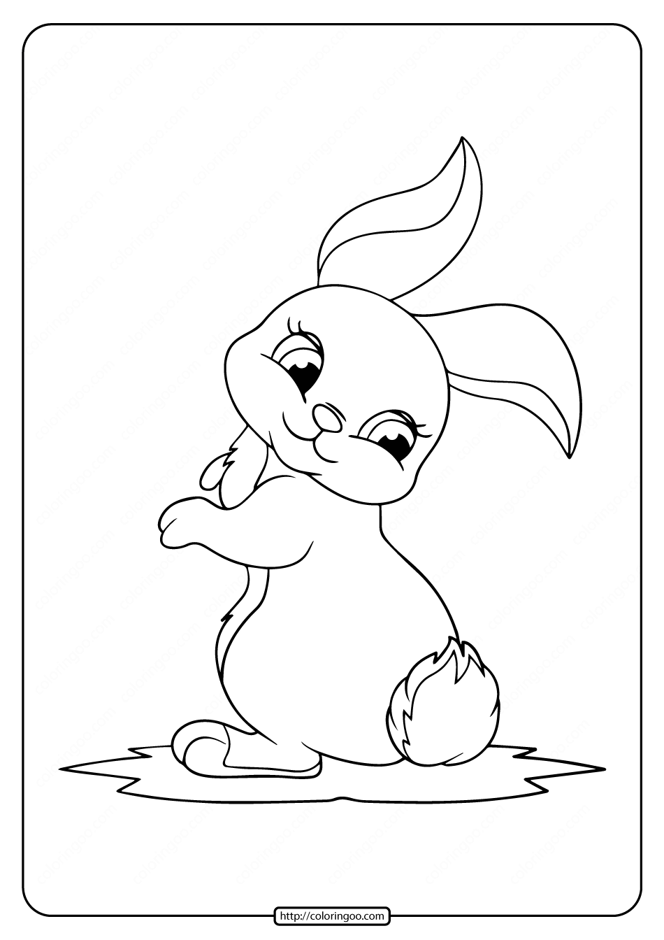 printable rabbit with funny tail coloring page