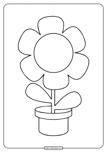 Printable Simple Flower in a Pot Coloring Page