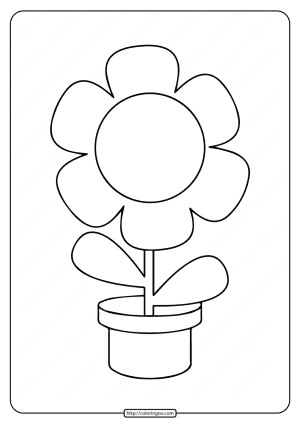 printable simple flower in a pot coloring page