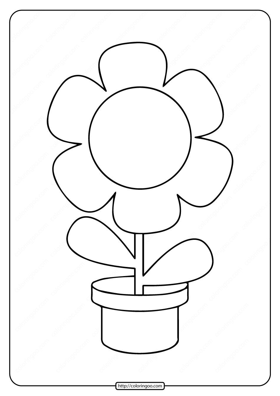 Printable Simple Flower in a Pot Coloring Page