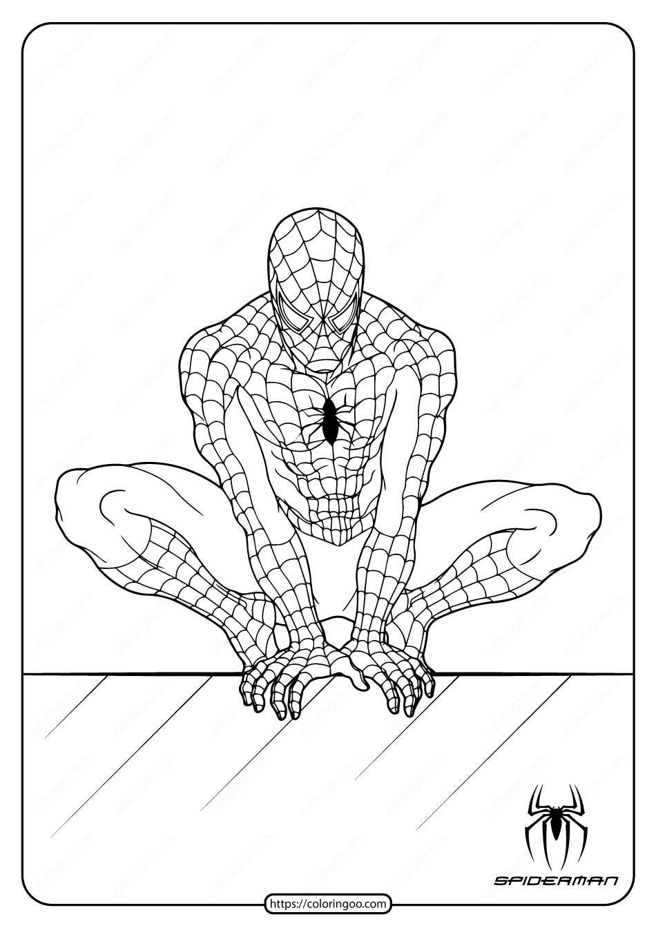 spiderman in the wall of edge coloring page