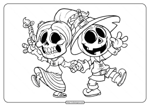 Cute Skeletons Coloring Pages