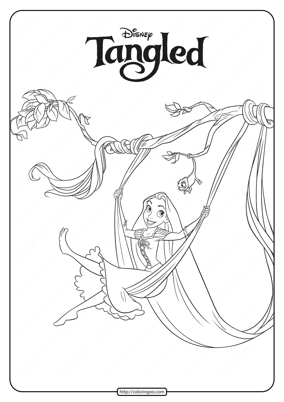 free printable disney tangled coloring pages