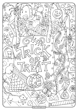 Free Printable Trick or Treat Coloring Pages
