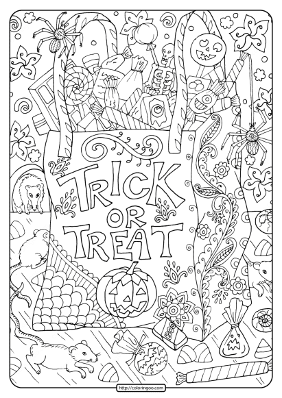 free printable trick or treat coloring pages