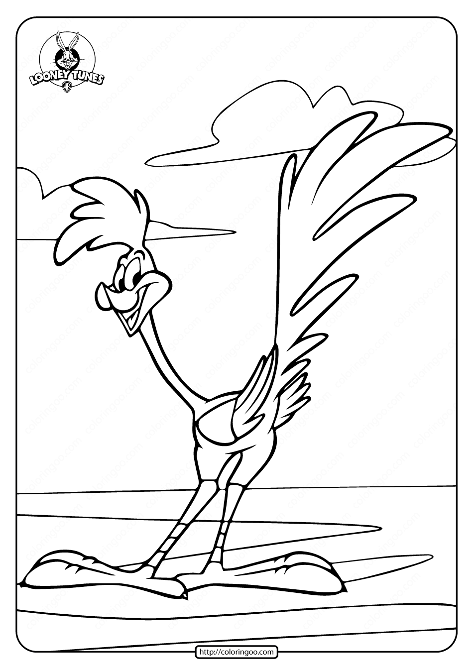 looney tunes road runner coloring page