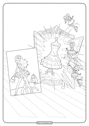 Printable Barbie Fashion Fairytale Coloring Pages 02