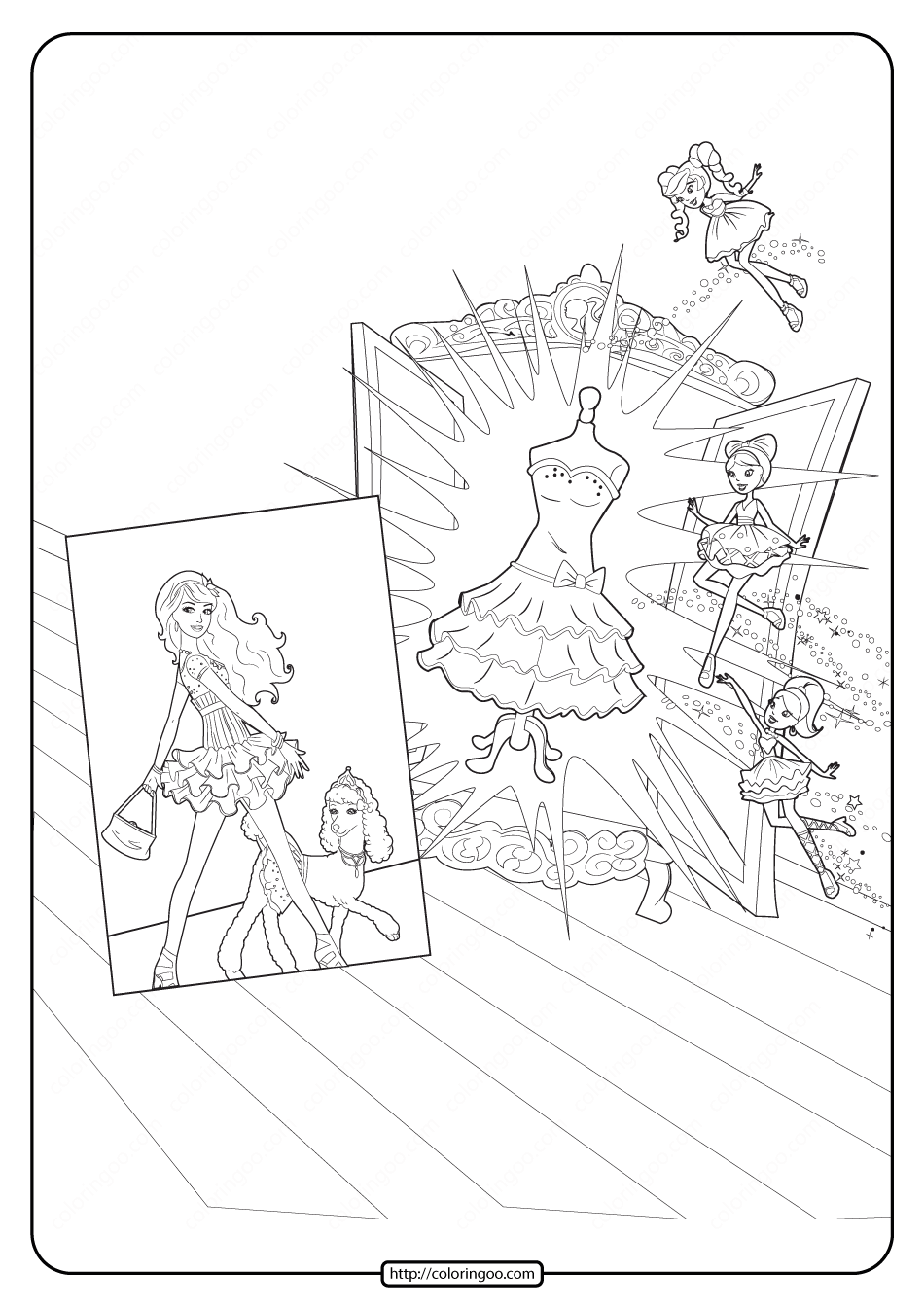 printable barbie fashion fairytale coloring pages 02