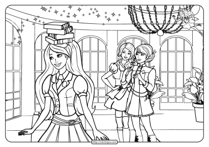 printable barbie princess charm school coloring pages