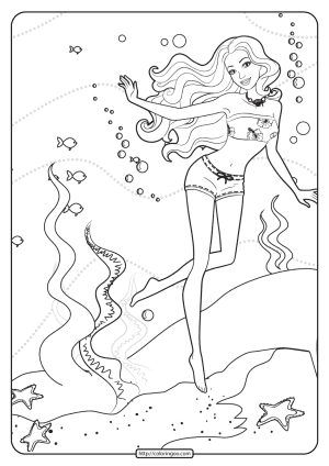 printable barbie tropical vacay coloring pages