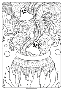 printable ghosts and cauldron coloring pages