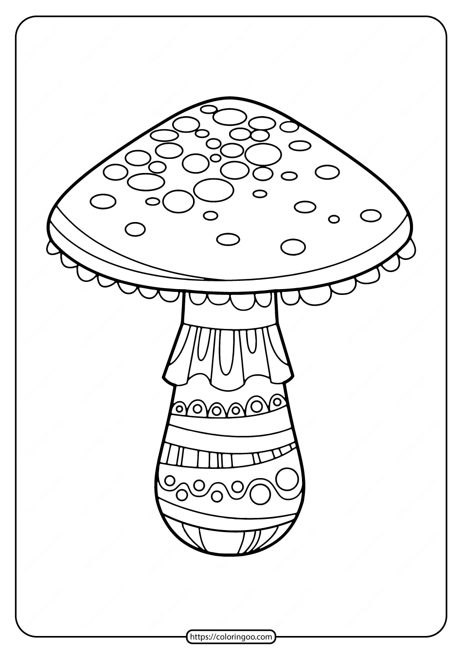 printable mushroom coloring page for kids