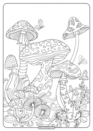Printable Mushrooms Coloring Pages