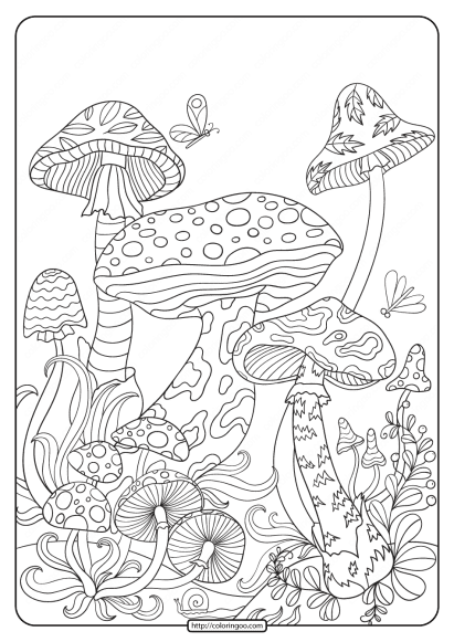 printable mushrooms coloring pages