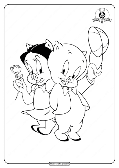 printable petunia and porky coloring page